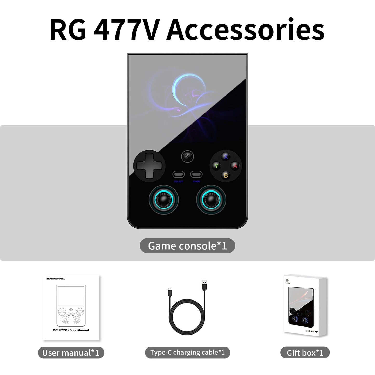 ANBERNIC RG 477V Retro Game Console Android 14 Dimensity 8300 Game Player 4.7" LTPS In-Cell Screen 5500mAh Wi-Fi 6E Hall joystic