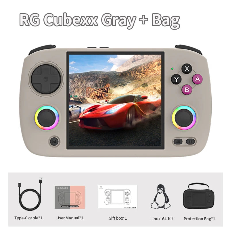 ANBERNIC RG CubeXX Handheld Game Console 3.95" IPS 720*720 Screen Linux WIFI Bluetooth HD-Connection Retro Video Gaming Console