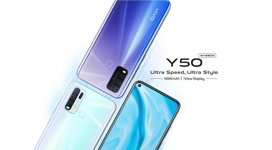 4G Smartphone Original VIVO Y50 8GB 128GB 5000mAh 6.51inch 2340x1080px CPU Snapdragon 13MP + 16MP 4 Cameras Android