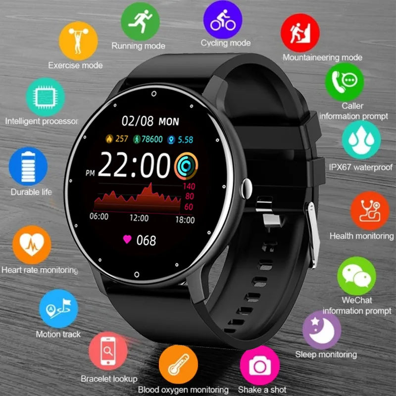 ZL02 Men Smart Watch Full Touch Screen Fitness Tracker IP68 Waterproof Sport Smartwatch BT Call Wrist Watches for Men Women 2026