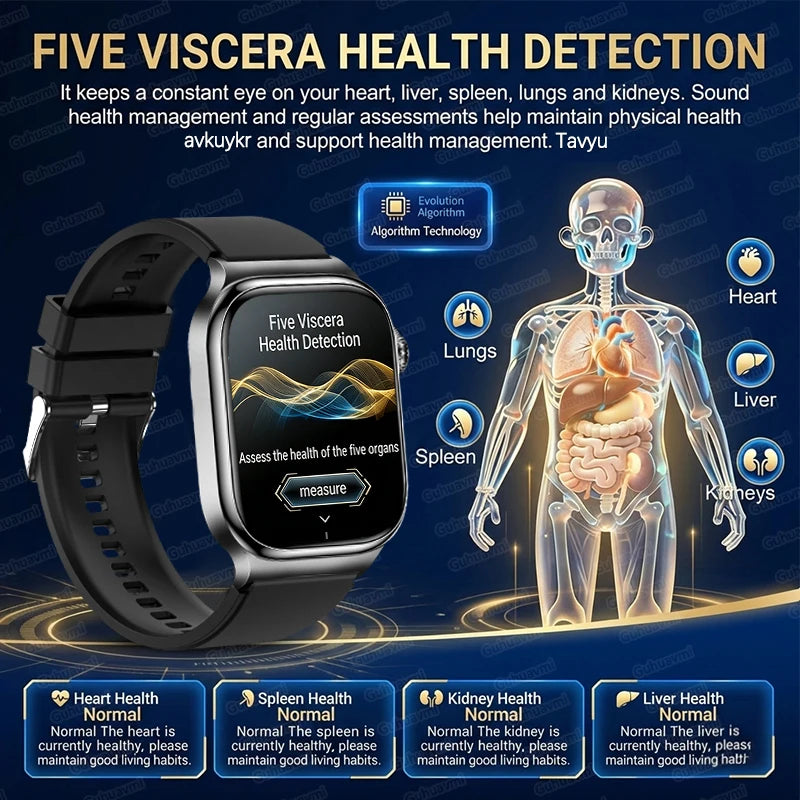 Upgraded Micro Physical Examination Smart Watches For Man Uric Acid Body Fat Five Organ Health Watches Bluetooth Call SmartWatch