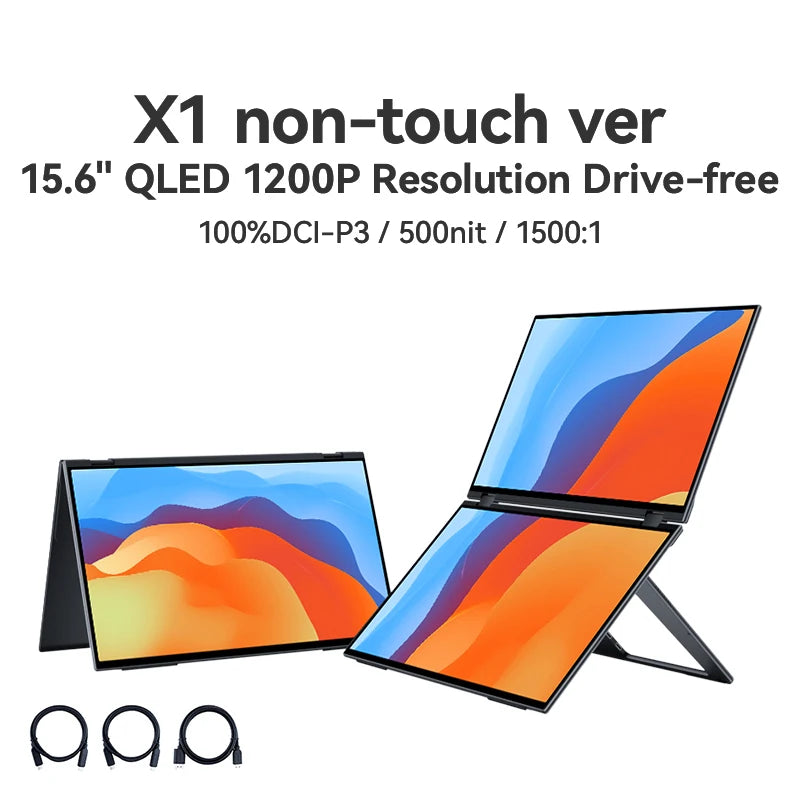 EHOMEWEI Dual Screen Portable Monitor X Series Drive-free Phone-touch FHD 2K 15.6“  16“ For Laptop Windows Macbook