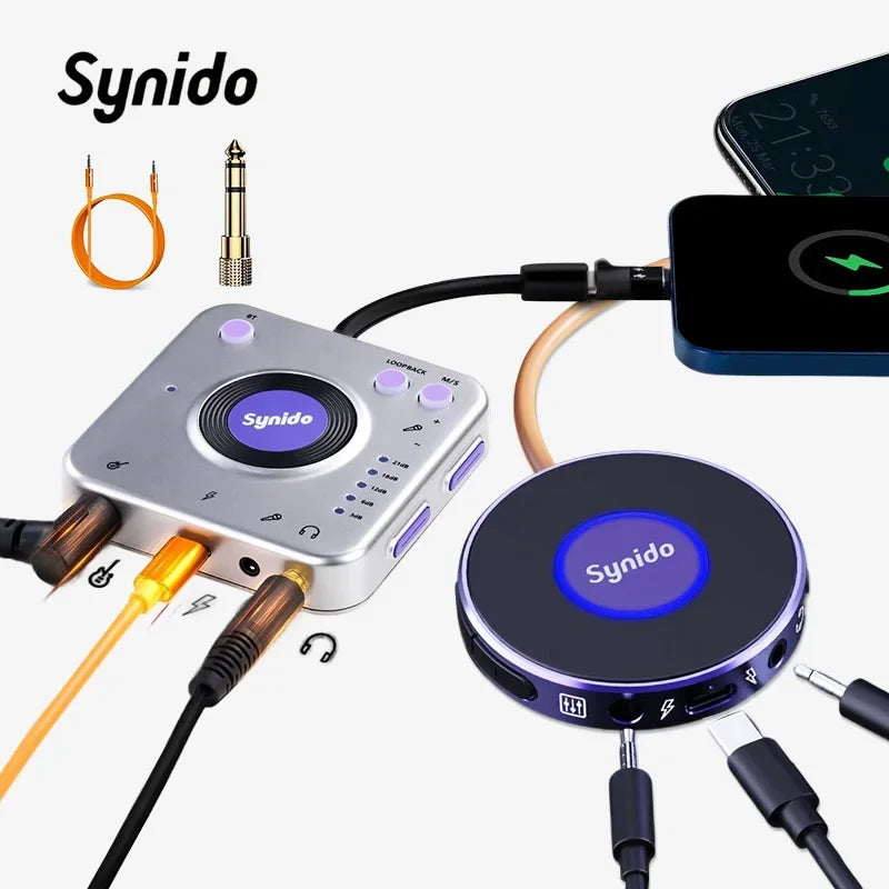 Synido Live Dock A10/A20 Audio Adapter with USB-C Music Recording Portable Audio Interface for iPhone Android Phones PC computer