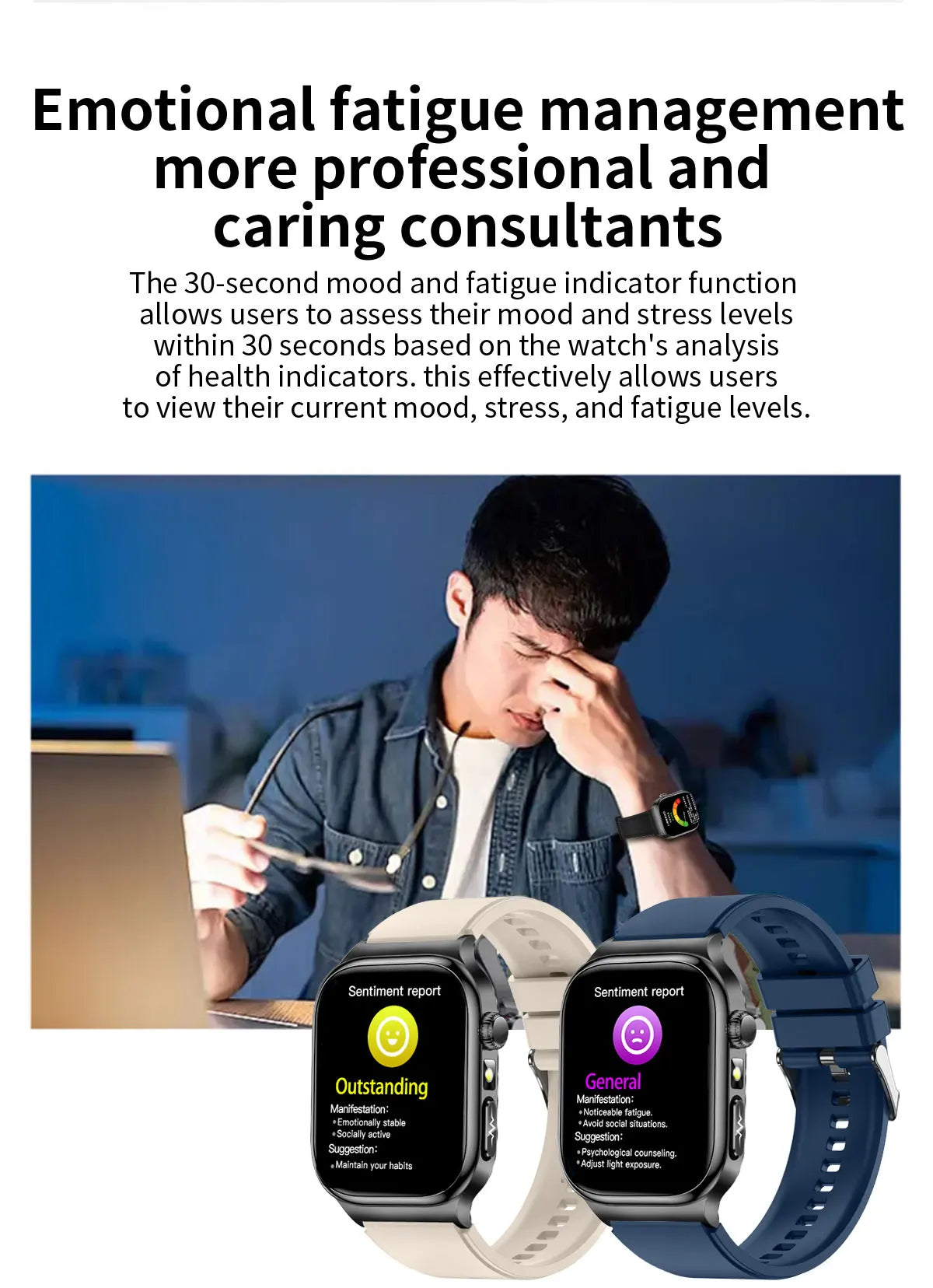 Upgraded Micro Physical Examination Smart Watches For Man Uric Acid Body Fat Five Organ Health Watches Bluetooth Call SmartWatch