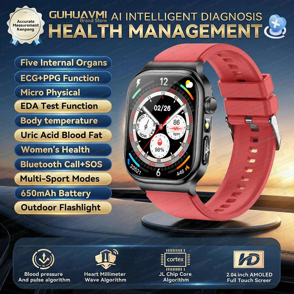 2025 New Smart Watches For man Health ECG+HRV Blood Oxygen Uric Acid Fitness Sport Tracker Watch body fat Sleep Call Smartwatch