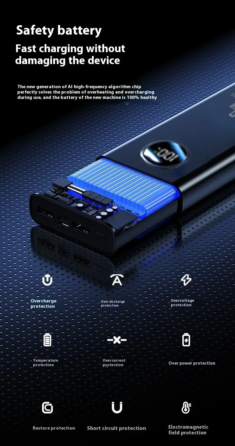 VIVO 50000mAh Power Bank High Capacity 120W Fast Charging Power Bank Portable External Battery Charger With LED Digital Display