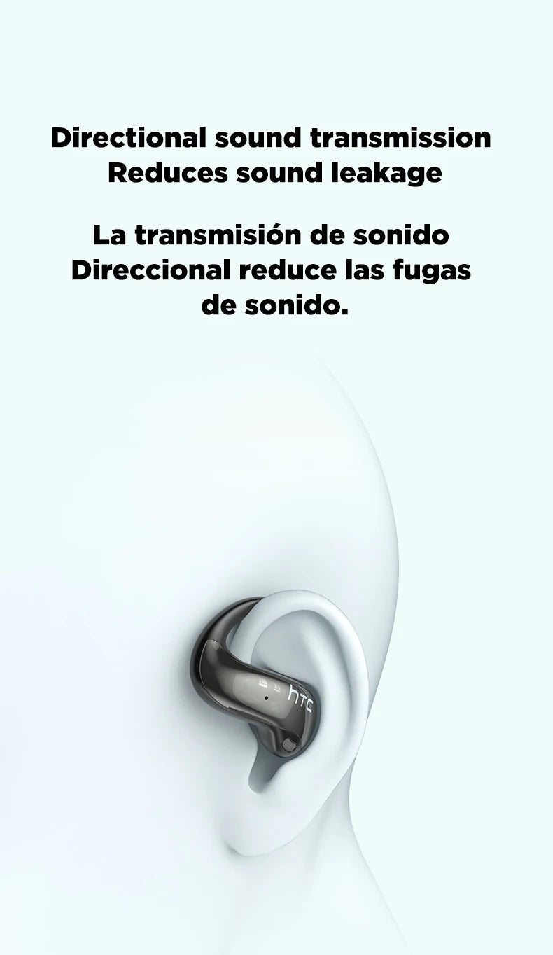 HTC NE19 Bluetooth Earphones AI OWS Sports Wireless Headphones with Mic Powerful Bass AI Translator Earbuds Waterproof Long Life