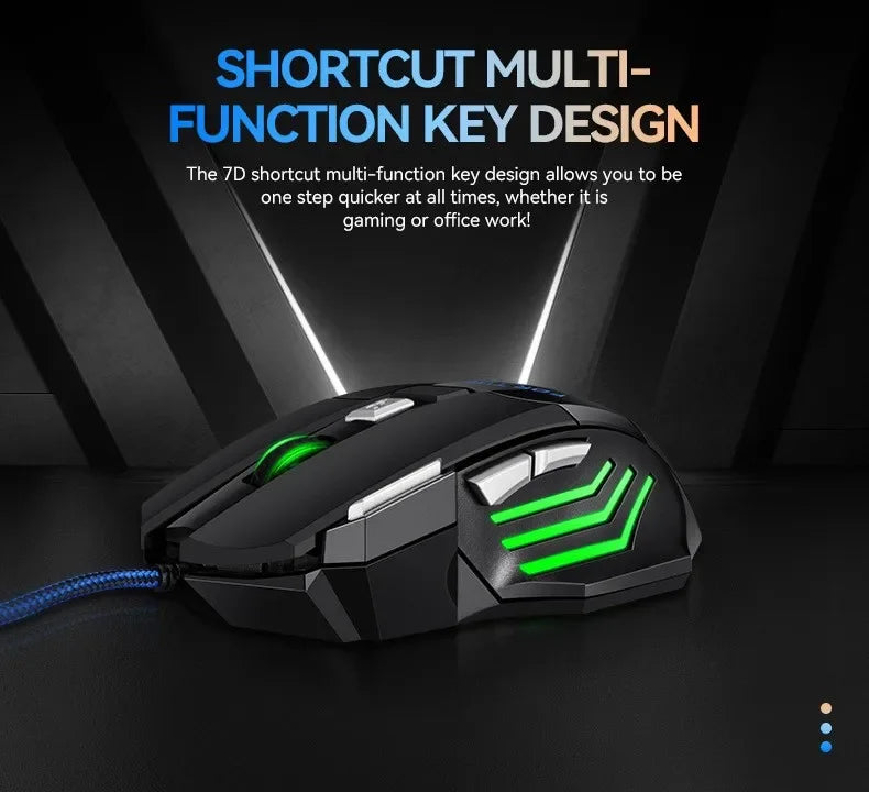 G6 USB Wired Gaming Mouse 7 Button 5500DPI Adjustable Optical Ergonomic E-sports Mice for Laptop PC Xiaomi HUAWEI Samsung Pad