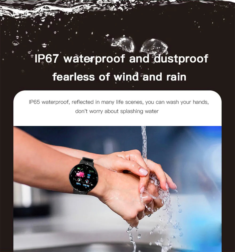 D18 Smart Watch Heart Rate Monitor Men's Women's Smartwatch Round Fitness Digital Watches for Men Women Band Bracelet PK D20 Y68