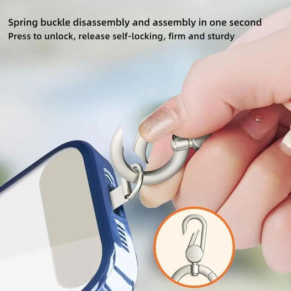 Metal Phone Lanyard Gasket Patch Rotatable Metal Buckle Hanging   Steel Clip Card Cord Tab Mobile Phone Accessories