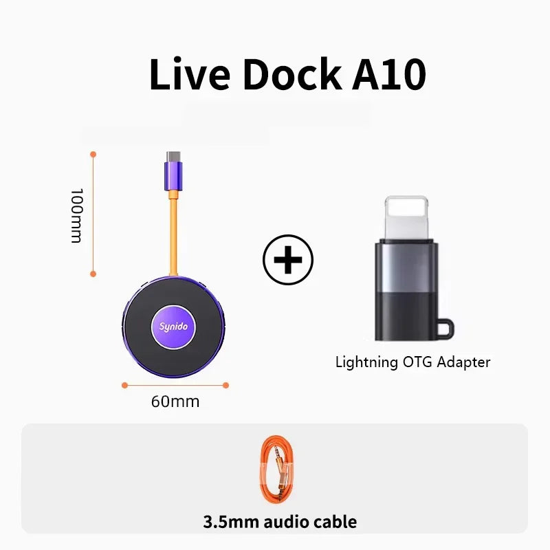 Synido Live Dock A10/A20 Audio Adapter with USB-C Music Recording Portable Audio Interface for iPhone Android Phones PC computer