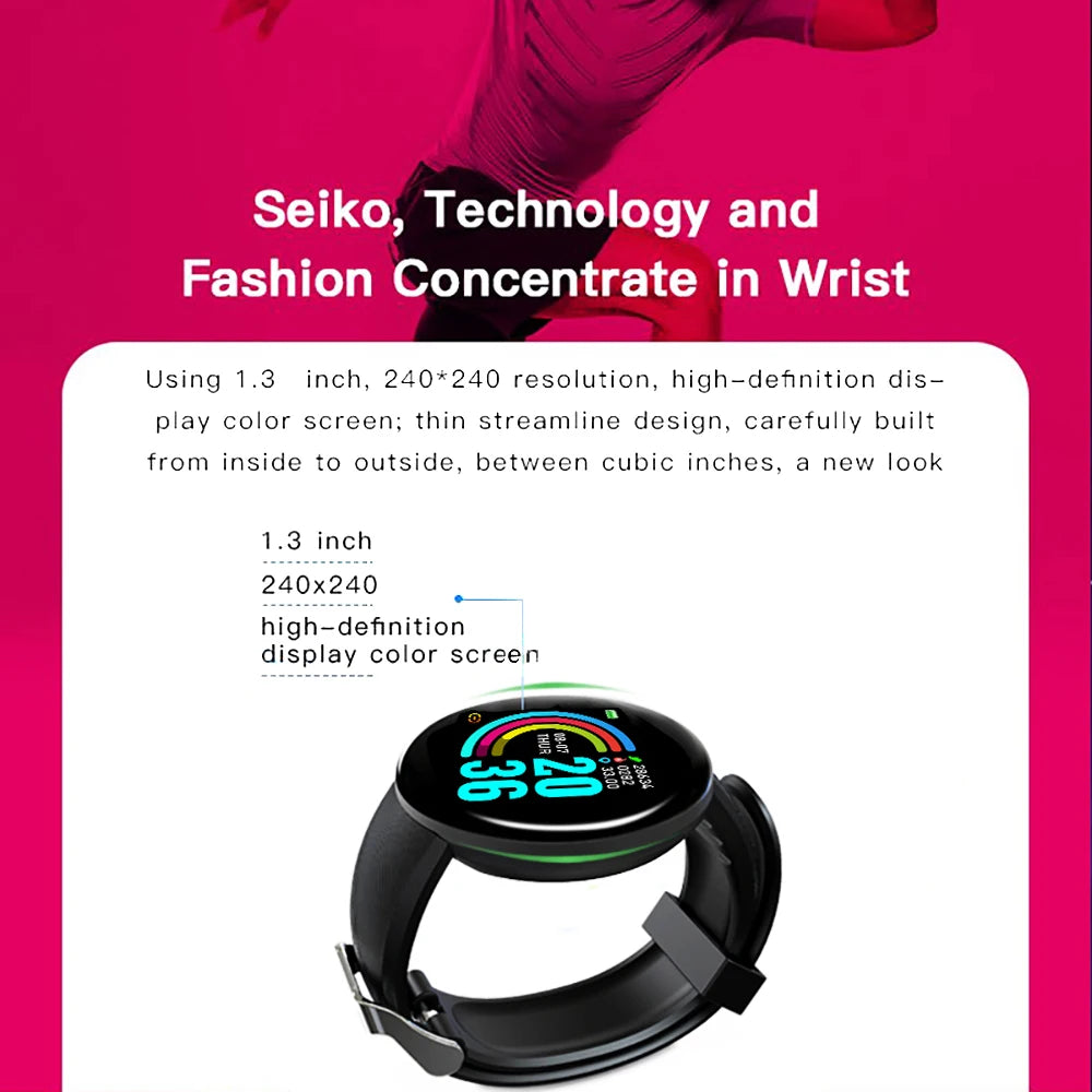 New Smart Watch Men Women Smart Bracelet LED D18 Smartwatch Waterproof Smart Touch Screen Bracelet reloj Inteligente 2022 hombre