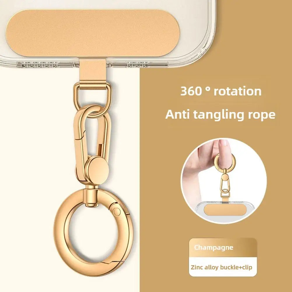 Metal Phone Lanyard Gasket Patch Rotatable Metal Buckle Hanging   Steel Clip Card Cord Tab Mobile Phone Accessories