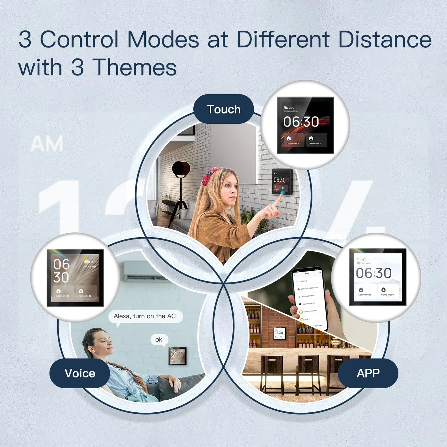 MOES Wifi Touch Center Control Panel，Tuya Screen， Bulid in Alexa Voice Control & ZigBee Gateway For Smart Scenes 4 Inches