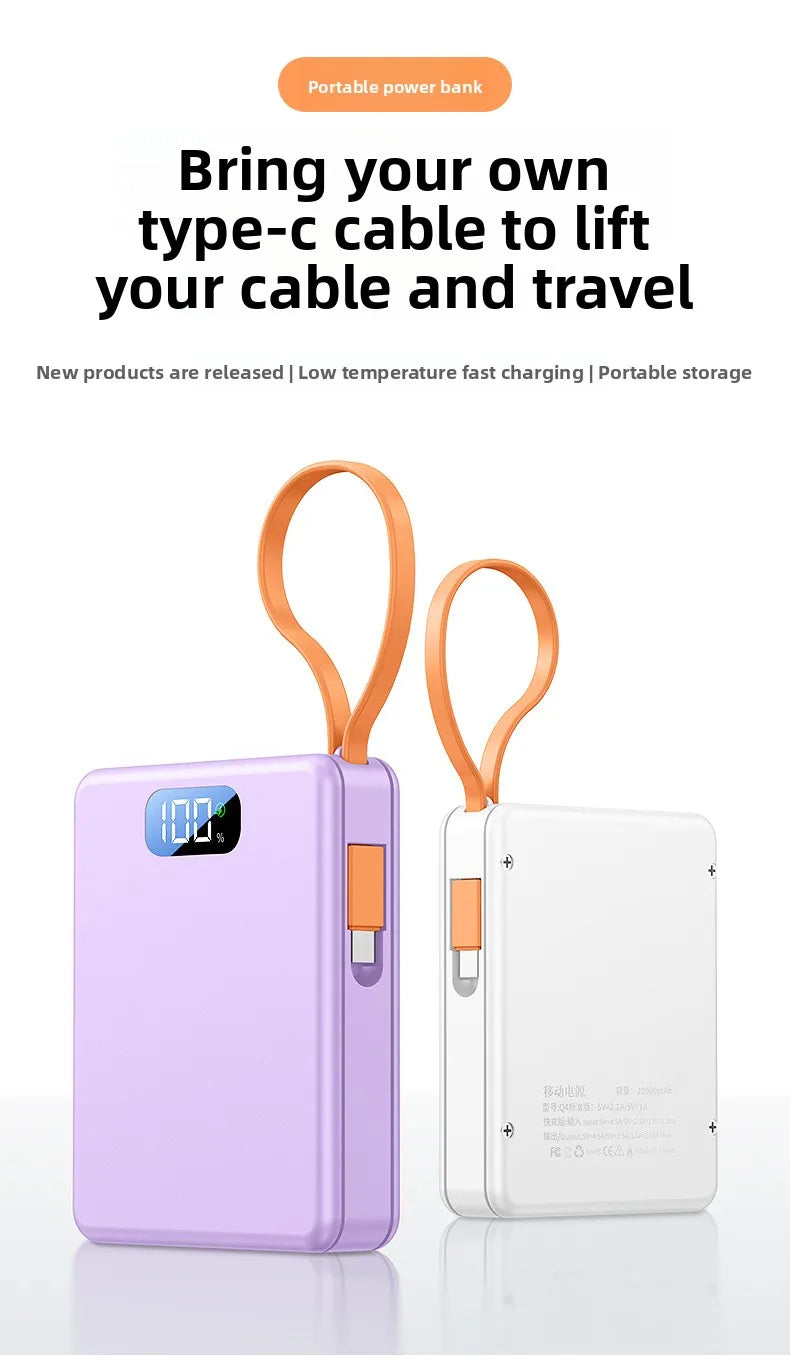 4*18650 Power Bank Cases 10W Battery Holder Portable 22.5W Type C Fast Charging Shell for iPhone Xiaomi With Charging Cable