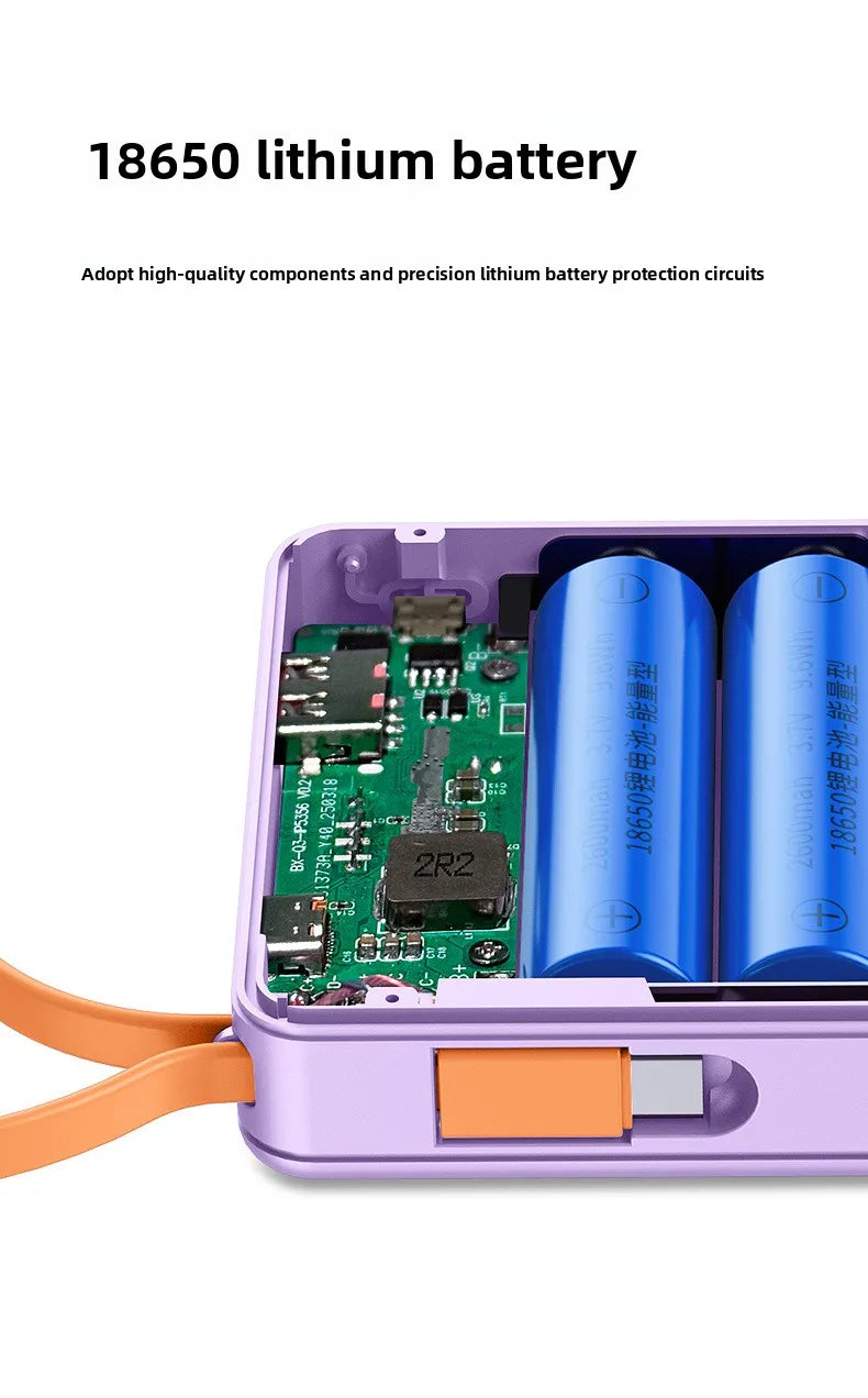 4*18650 Power Bank Cases 10W Battery Holder Portable 22.5W Type C Fast Charging Shell for iPhone Xiaomi With Charging Cable