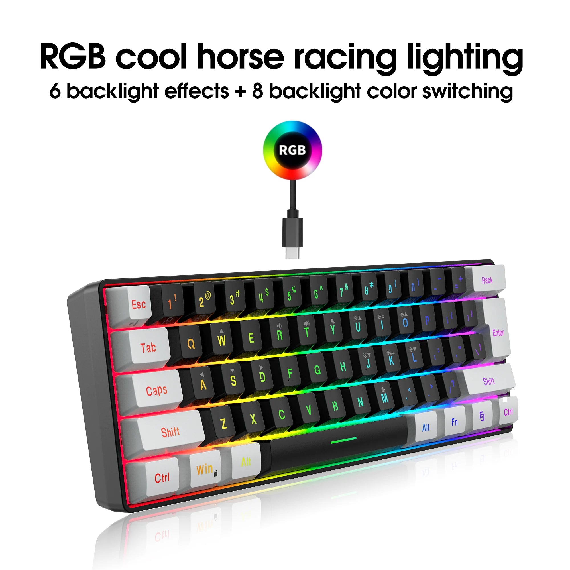 New 61keys Wired White Black Keyboard RGB Gaming Mouse Office Kit Backlight Keyboard and Mouse Combos for PUBG Gamer