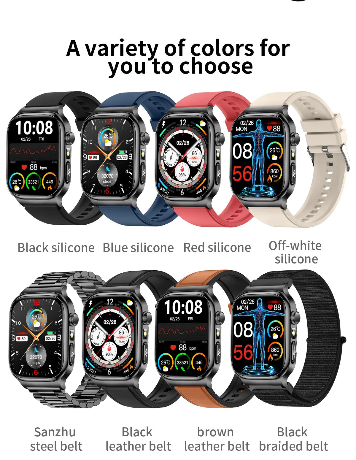 2025 New Smart Watches For man Health ECG+HRV Blood Oxygen Uric Acid Fitness Sport Tracker Watch body fat Sleep Call Smartwatch