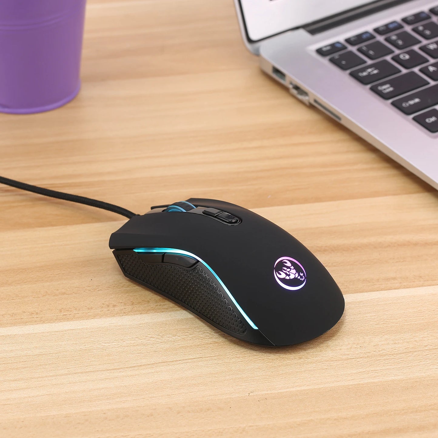 New 61keys Wired White Black Keyboard RGB Gaming Mouse Office Kit Backlight Keyboard and Mouse Combos for PUBG Gamer