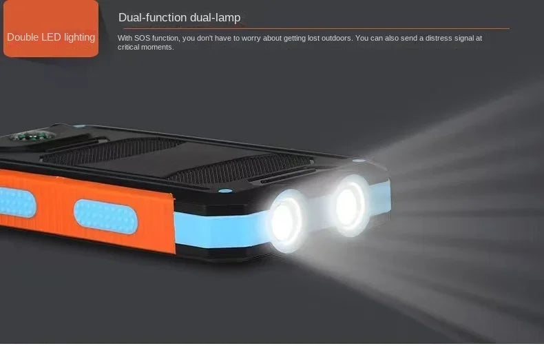 Real Capacity 200000mAh  Large Capacity Solar Power Bank New Portable With Lanyard Compass External Battery Outdoor Camping