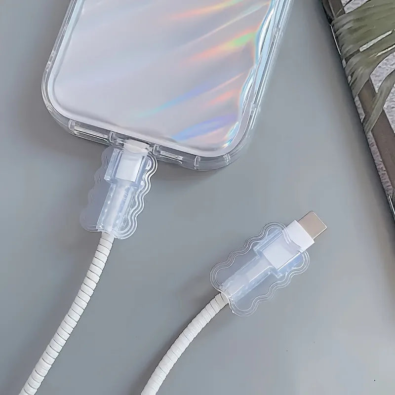 2pcs Data Cable Protector Sleeves Anti-Breakage Cord Saver Mobile Phone Accessory Flexible Cord Management