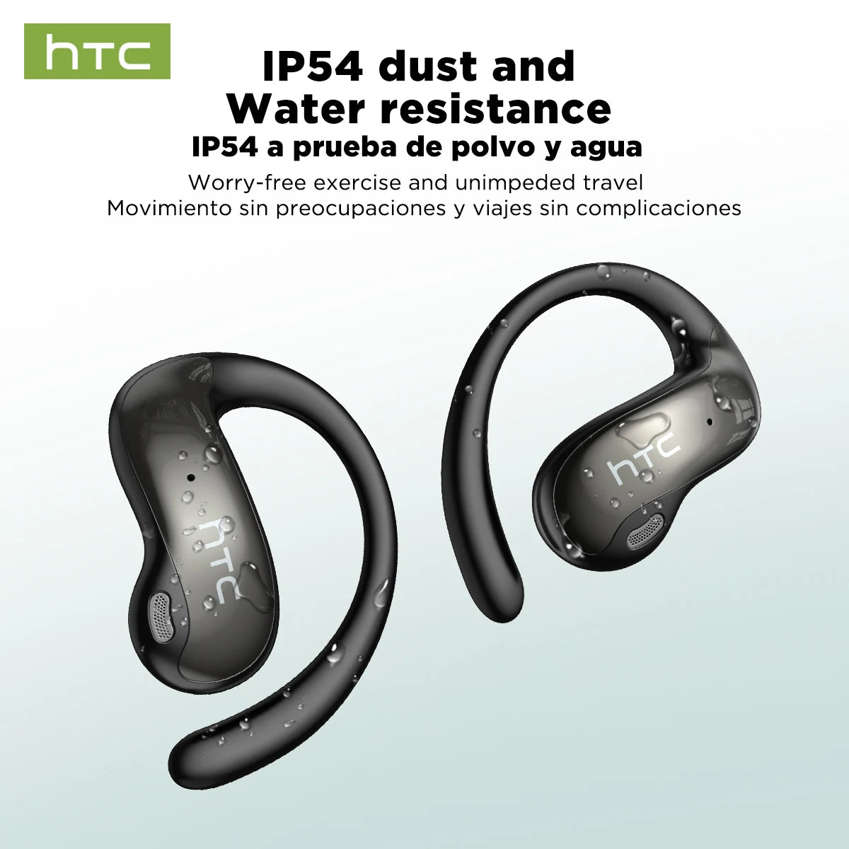HTC NE19 Bluetooth Earphones AI OWS Sports Wireless Headphones with Mic Powerful Bass AI Translator Earbuds Waterproof Long Life