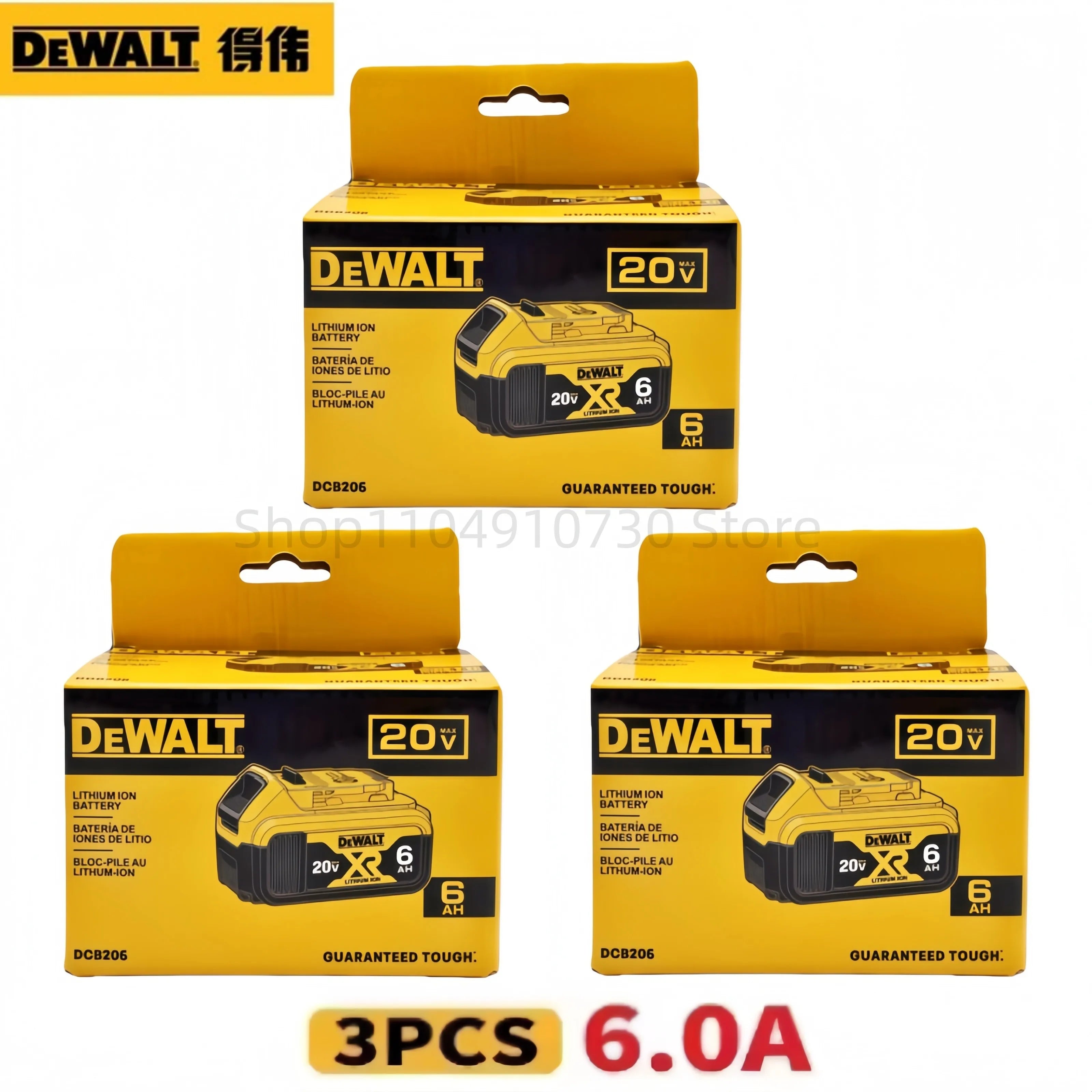 100% Original 20V 6.0Ah MAX Battery Power Tool Replacement for DeWalt DCB184 DCB181 DCB182 DCB200 20V  6A 18Volt 20v Battery.