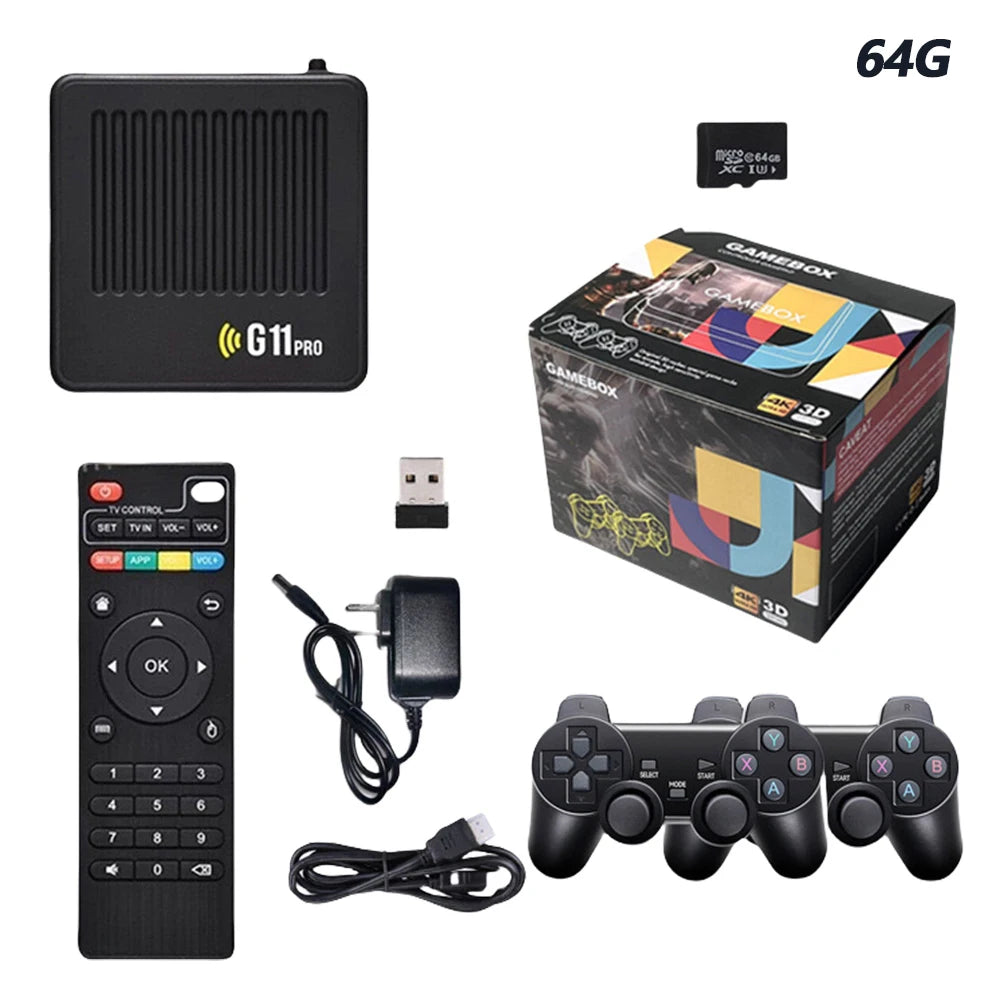 G11 Pro Retro Game Box Ultra Low Latency HD Video Game Console 4K HDMI-Compatible Output with 2.4G Wireless Dual Gamepad
