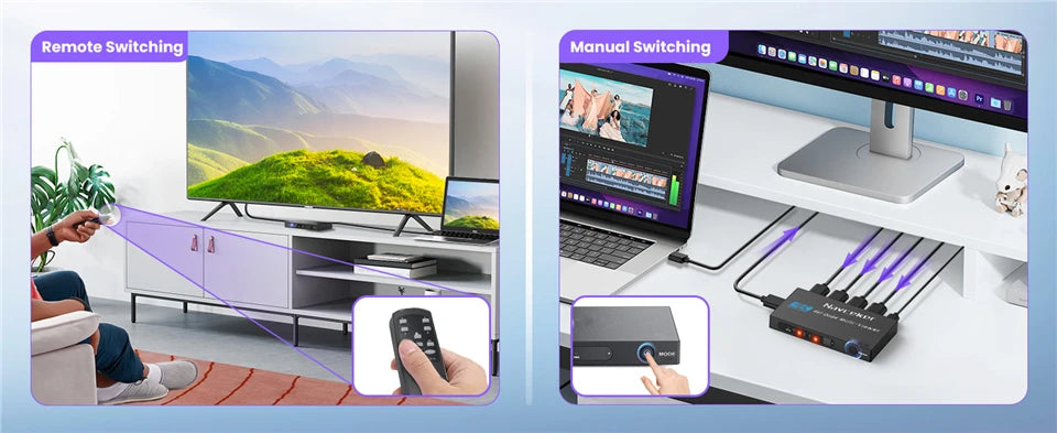 4K HDMI Quad Screen Multiviewer 4x1 1080P 4 in 1 out HDMI Multi Viewer Seamless Switcher 9 Display Modes for Camera Laptop PC TV