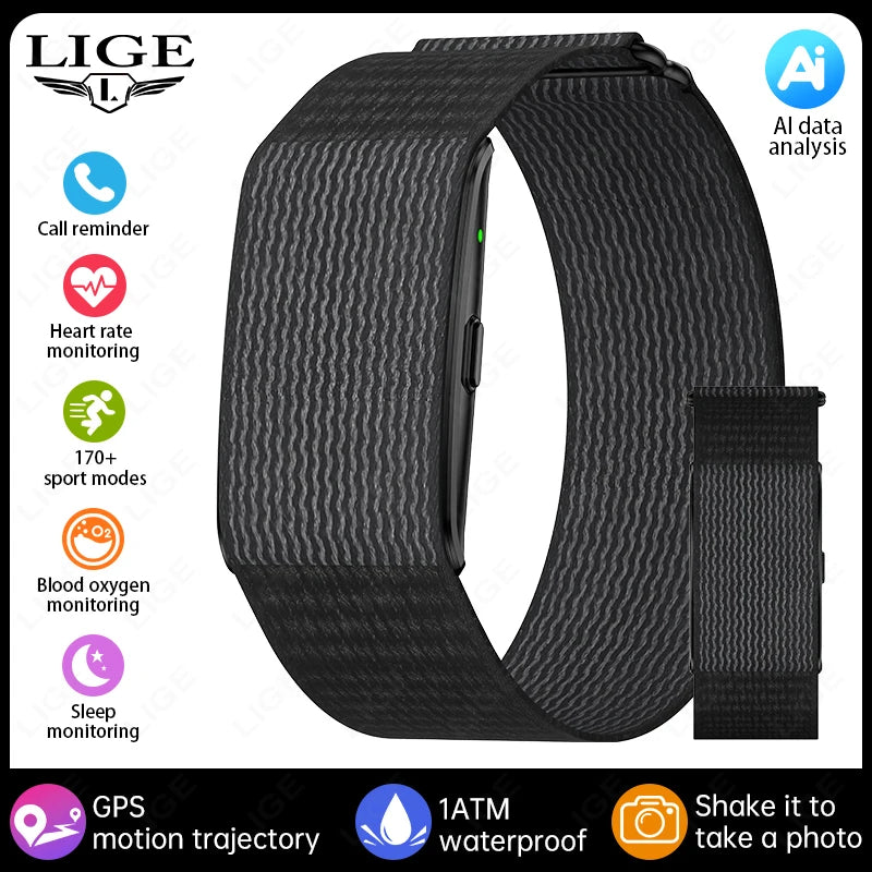 LIGE New GPS Sports Smart Bracelet Men AI Healthy Blood Pressure Fitness Tracker Pedometer Call Reminder Smartwatch Band Women