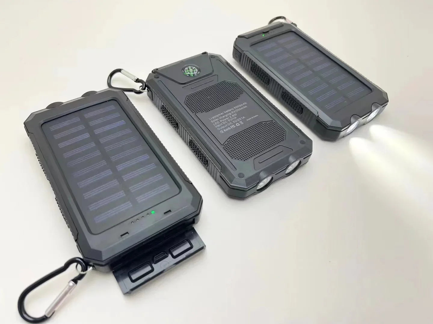 Real Capacity 200000mAh  Large Capacity Solar Power Bank New Portable With Lanyard Compass External Battery Outdoor Camping