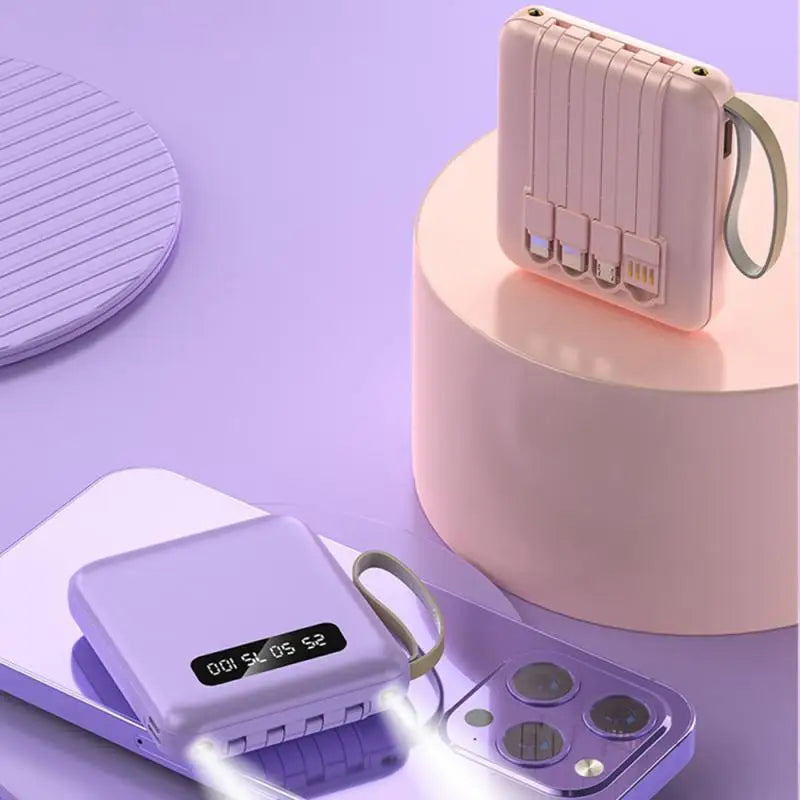 Mirror Screen Mini Fast Charge Large Capacity 20000 MAh Fast Charging Power Bank Sharing With Cable Mobile Power Supply