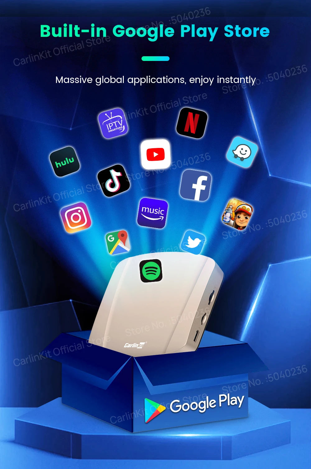 CarlinKit 8G+256G /128G Android 15 Ultra CarPlay TV Box For Netflix IPTV GPS Wireless CarPlay &Android Auto Smart Car Video Box