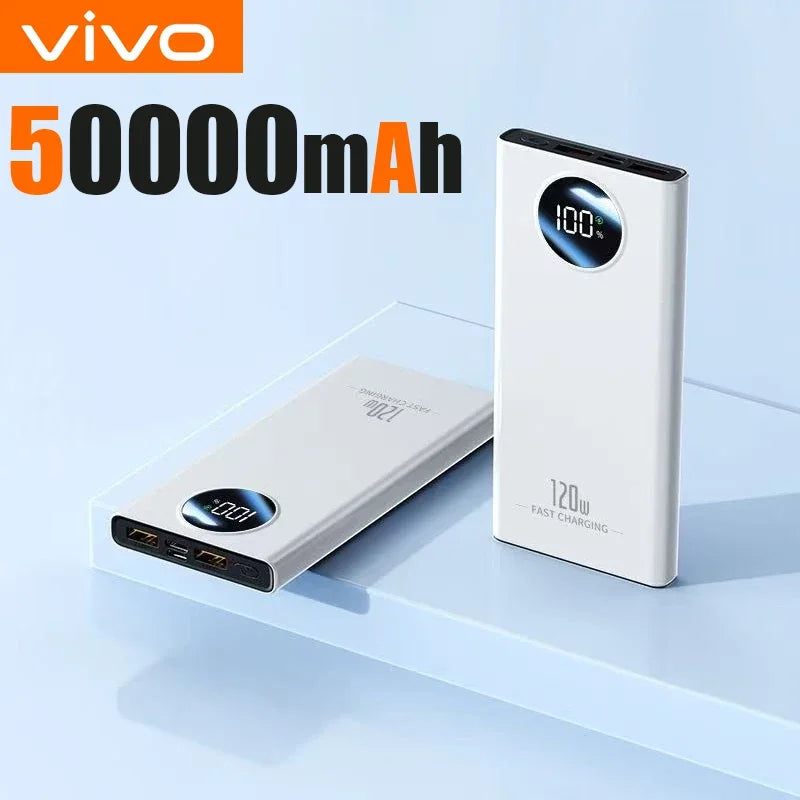 VIVO 50000mAh Power Bank High Capacity 120W Fast Charging Power Bank Portable External Battery Charger With LED Digital Display