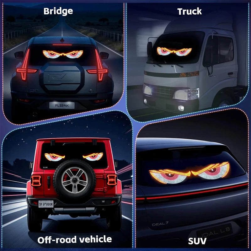 USB Dynamic Devil Eyes Light Car Windshield Dynamic LED Matrix Panel Screen Light for Car Truck Window Decor Lighting 11 Modes