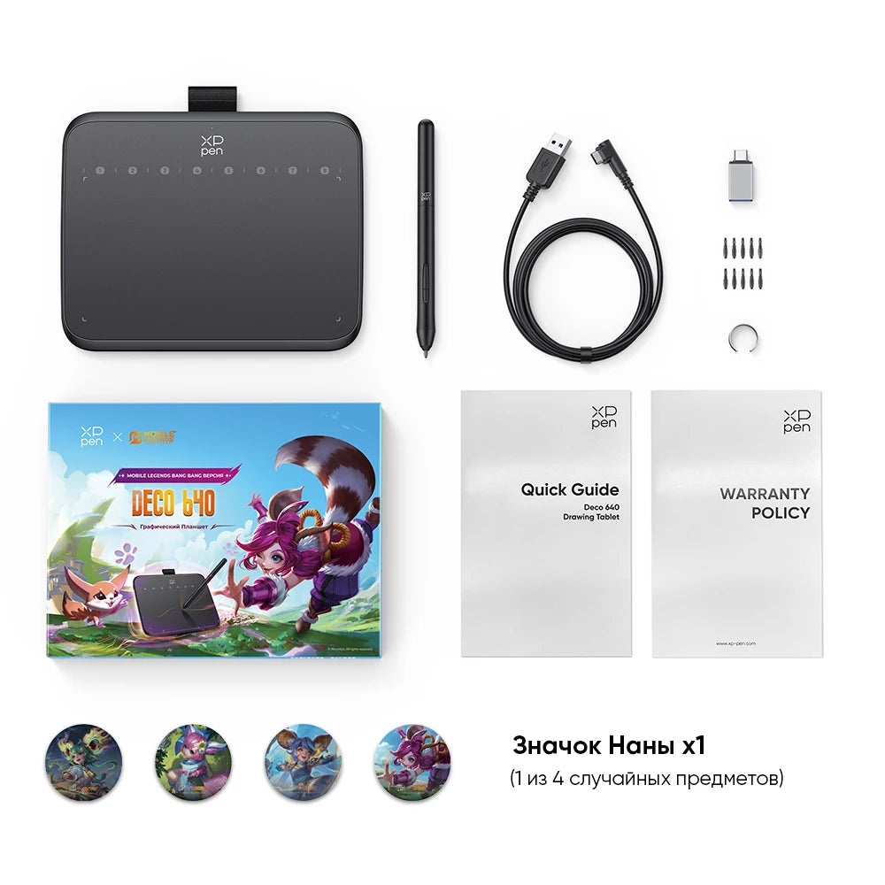 XPPen Deco 640 Graphics Tablet 16K Pressure Levels 16x9cm Drawing Area with 8 Keys 60 Tilt for OSU Game Android Windows Mac
