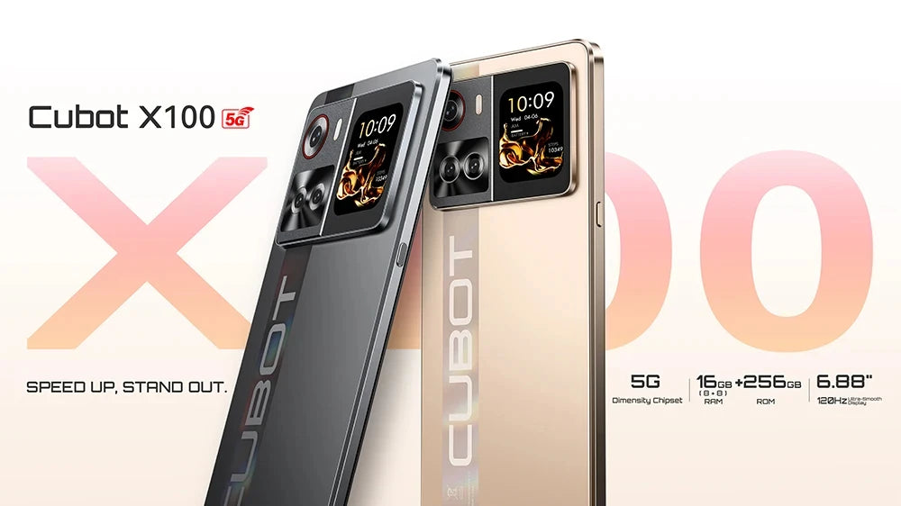 NEW Cubot X100 Android 15 Smartphone Dimensity 7025 5G 1.72" Rear Display 64MP Main Camera 5100mAh Battery 33W Fast Charging NFC