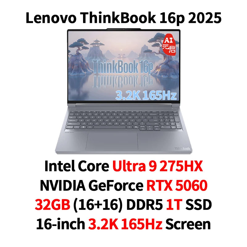 2025 ThinkBook 16p Laptop Intel Core Ultra 9 275HX RTX 5060/5070 32GB DDR5 1TB SSD 16" 3.2K/2.5K IPS LCD Screen Lenovo Notebook
