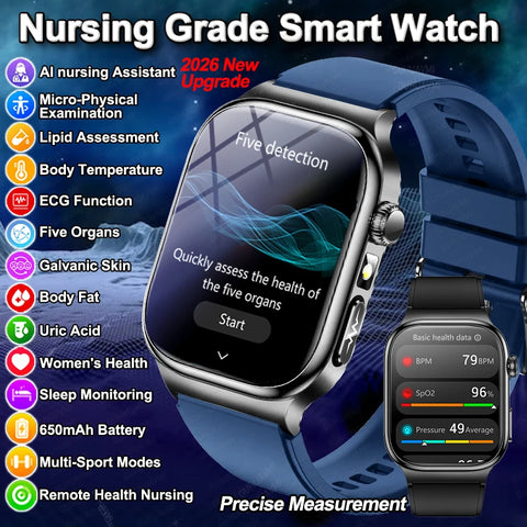 2025 New Smart Watches For man Health ECG+HRV Blood Oxygen Uric Acid Fitness Sport Tracker Watch body fat Sleep Call Smartwatch