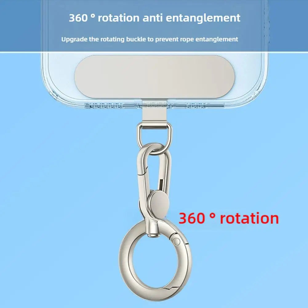Metal Phone Lanyard Gasket Patch Rotatable Metal Buckle Hanging   Steel Clip Card Cord Tab Mobile Phone Accessories