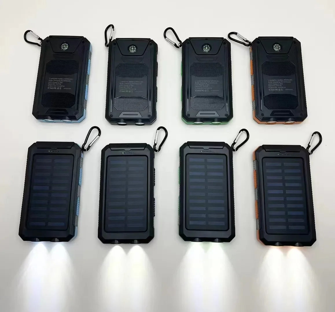 Real Capacity 200000mAh  Large Capacity Solar Power Bank New Portable With Lanyard Compass External Battery Outdoor Camping