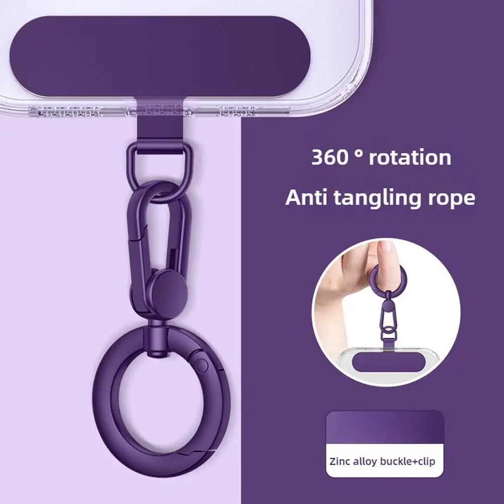 Metal Phone Lanyard Gasket Patch Rotatable Metal Buckle Hanging   Steel Clip Card Cord Tab Mobile Phone Accessories