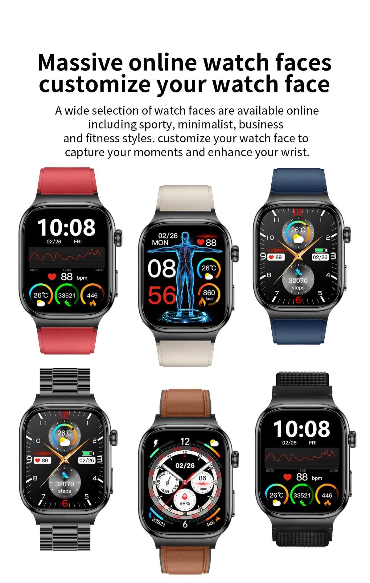 Upgraded Micro Physical Examination Smart Watches For Man Uric Acid Body Fat Five Organ Health Watches Bluetooth Call SmartWatch