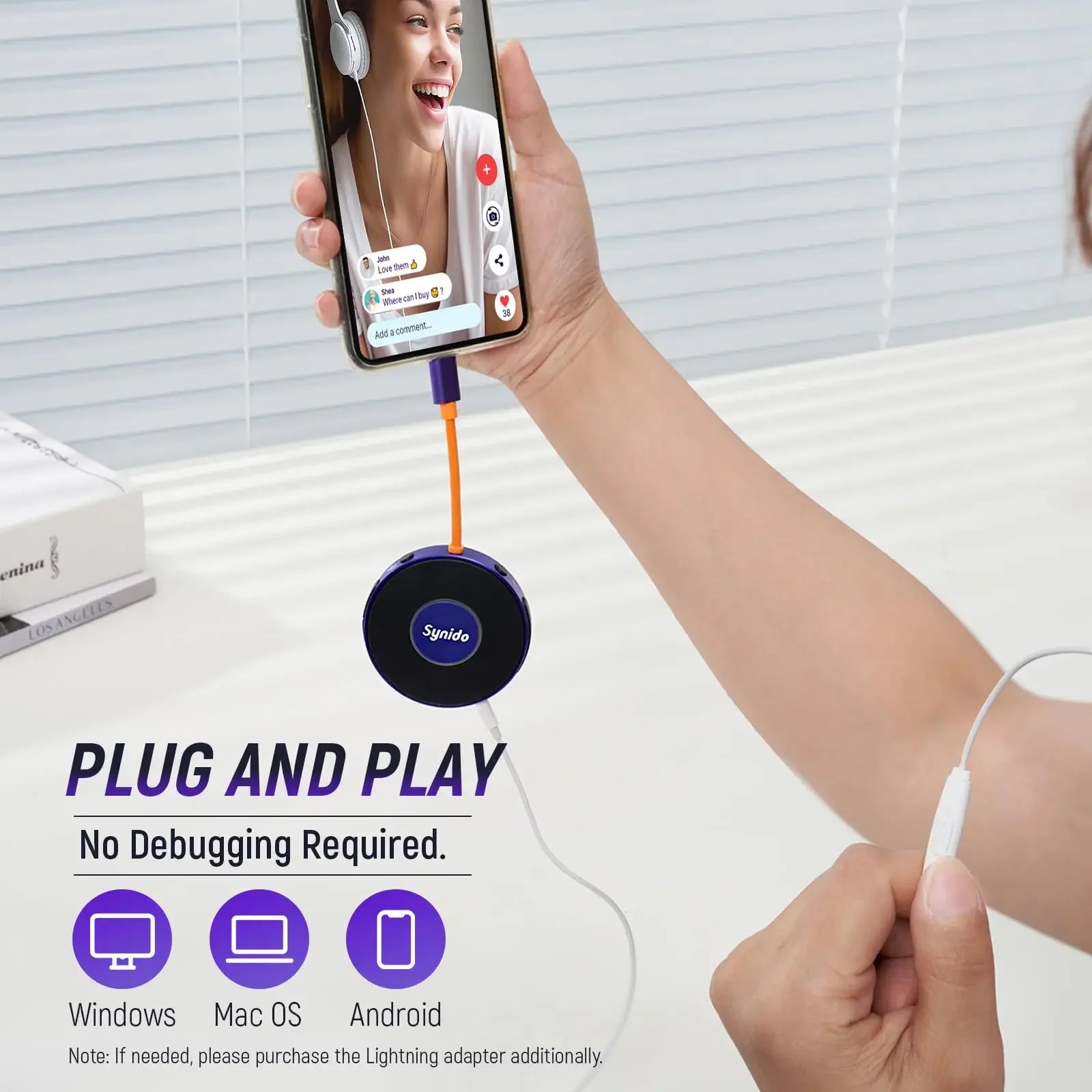 Synido Live Dock A10/A20 Audio Adapter with USB-C Music Recording Portable Audio Interface for iPhone Android Phones PC computer