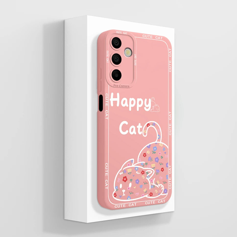 Phone Cases For Samsung Galaxy A15 Lovely Cats Camera Protection Soft Silicone Cover For SamsungGalaxy A 15 Fundas Bumper Coque