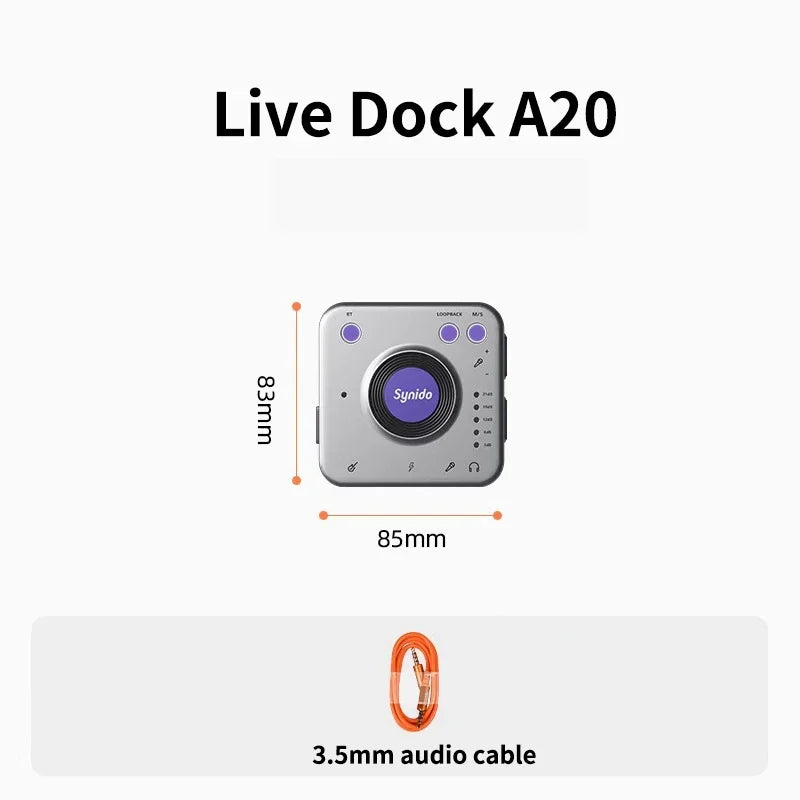 Synido Live Dock A10/A20 Audio Adapter with USB-C Music Recording Portable Audio Interface for iPhone Android Phones PC computer