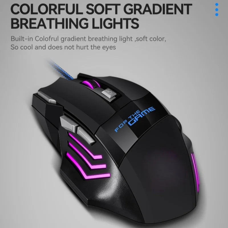 G6 USB Wired Gaming Mouse 7 Button 5500DPI Adjustable Optical Ergonomic E-sports Mice for Laptop PC Xiaomi HUAWEI Samsung Pad