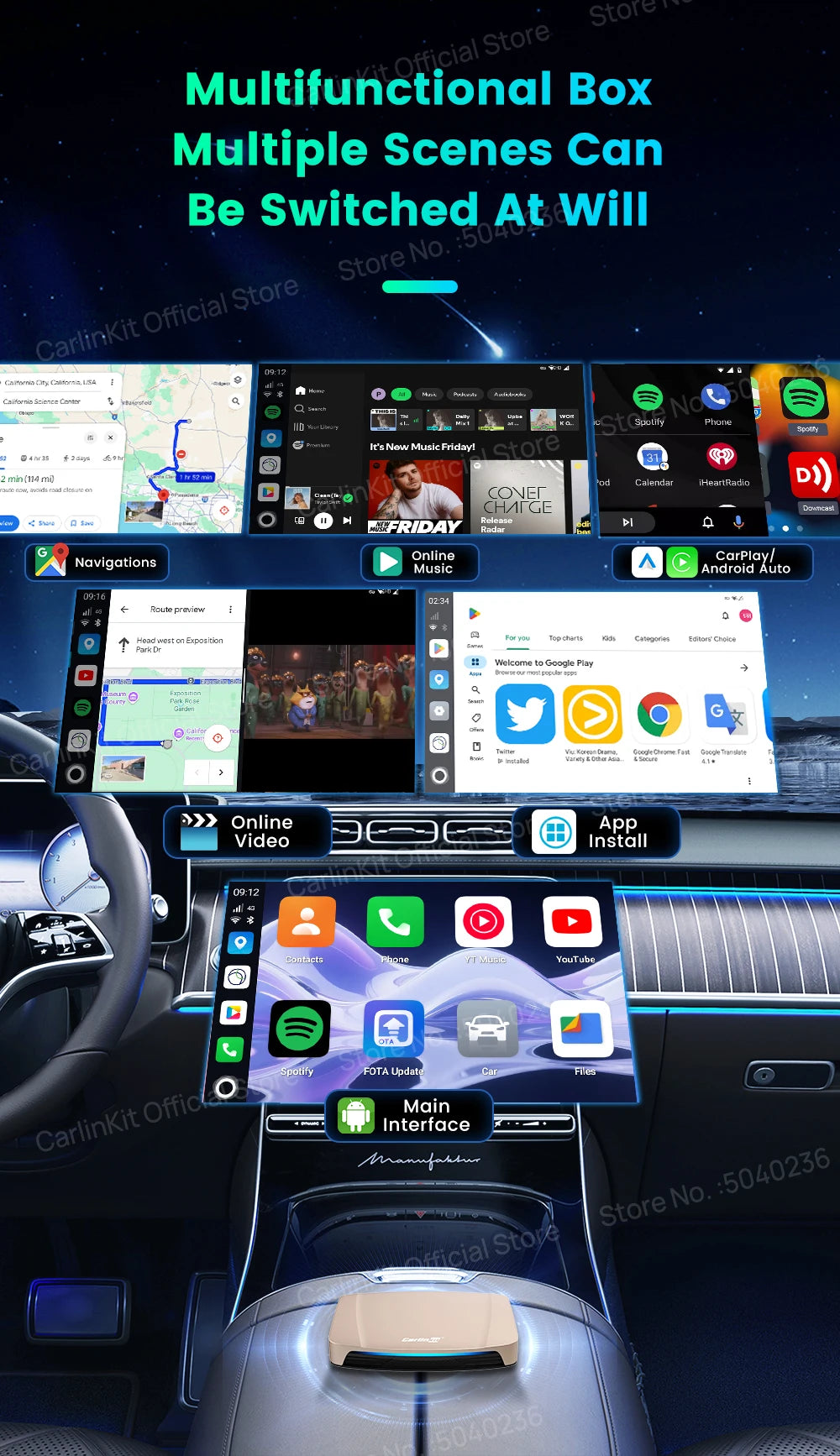 CarlinKit 8G+256G /128G Android 15 Ultra CarPlay TV Box For Netflix IPTV GPS Wireless CarPlay &Android Auto Smart Car Video Box