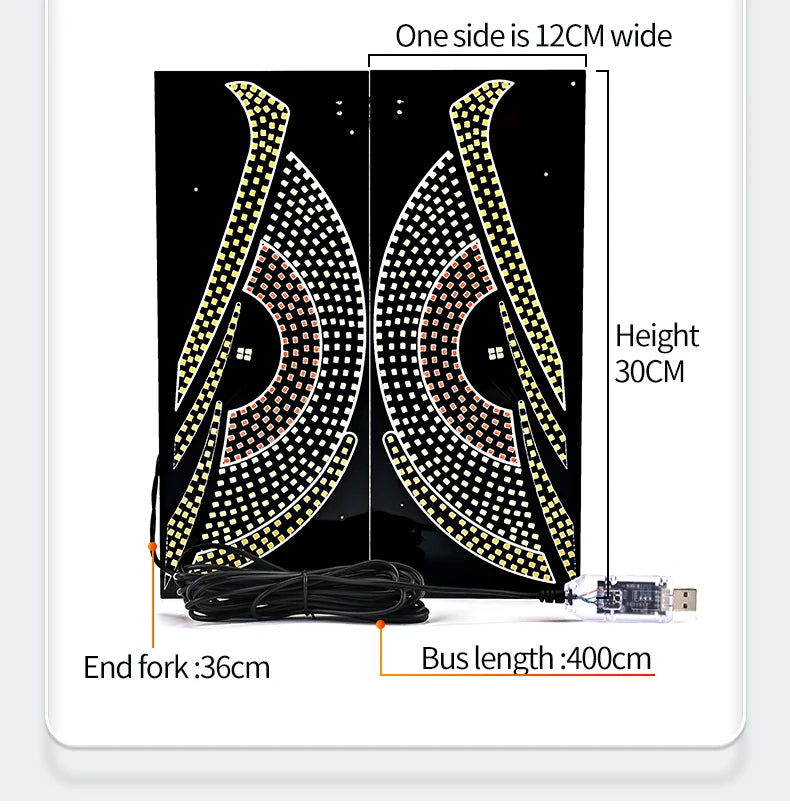 USB Dynamic Devil Eyes Light Car Windshield Dynamic LED Matrix Panel Screen Light for Car Truck Window Decor Lighting 11 Modes