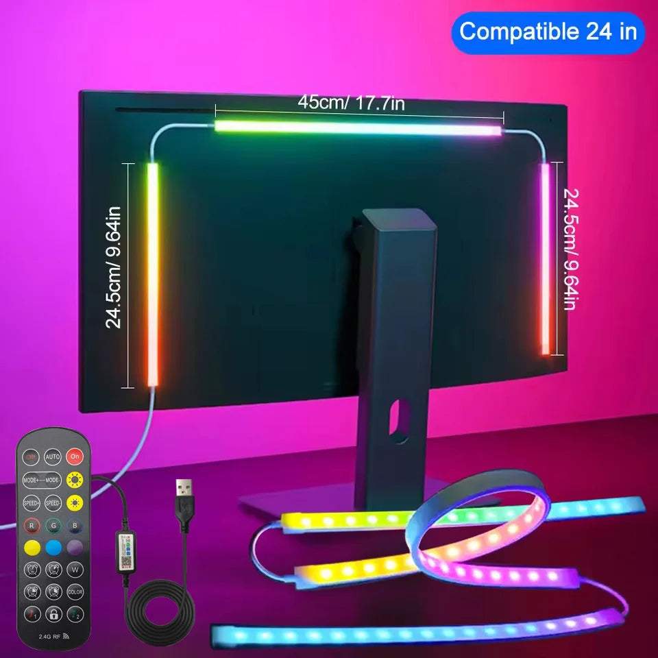 PC Backlight Computer Screen Light Strip Monitor RGBIC LED Lights Ambient Lighting Music Sycn LED Backlight Game Room Decor